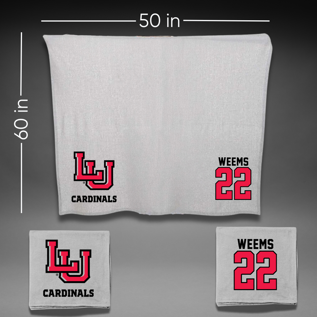 Lamar University Basketball Gray Blanket - #22 NJ Weems