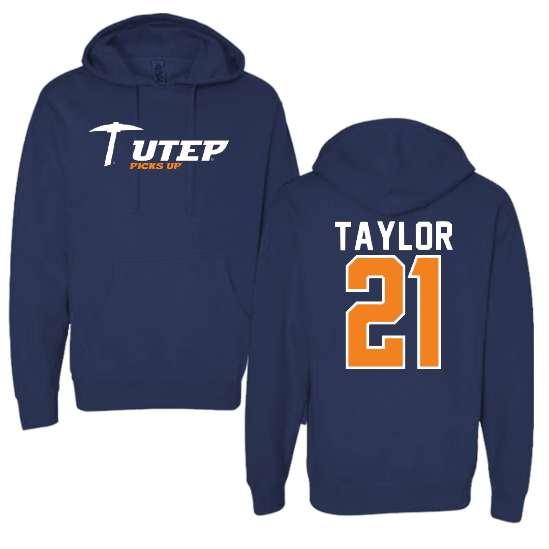 University of Texas at El Paso Football Navy General Hoodie - #21 Marquez Taylor