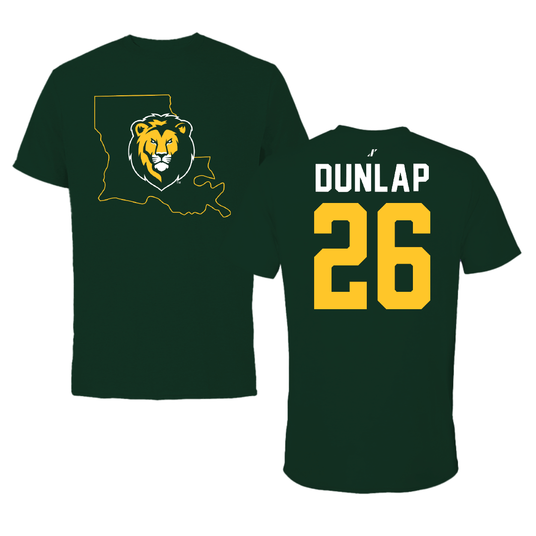 Southeastern Louisiana University Football Forest Green State Tee - #26 Austin Dunlap