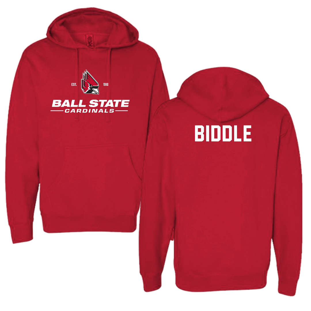 Ball State University Swimming & Diving Red General Hoodie - Aidan Biddle