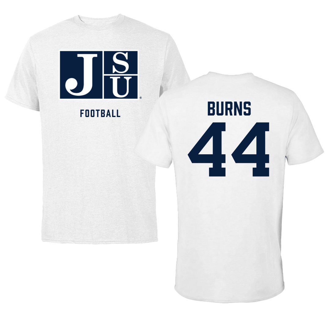 Jackson State University Football White Tee - #44 Hunter Burns