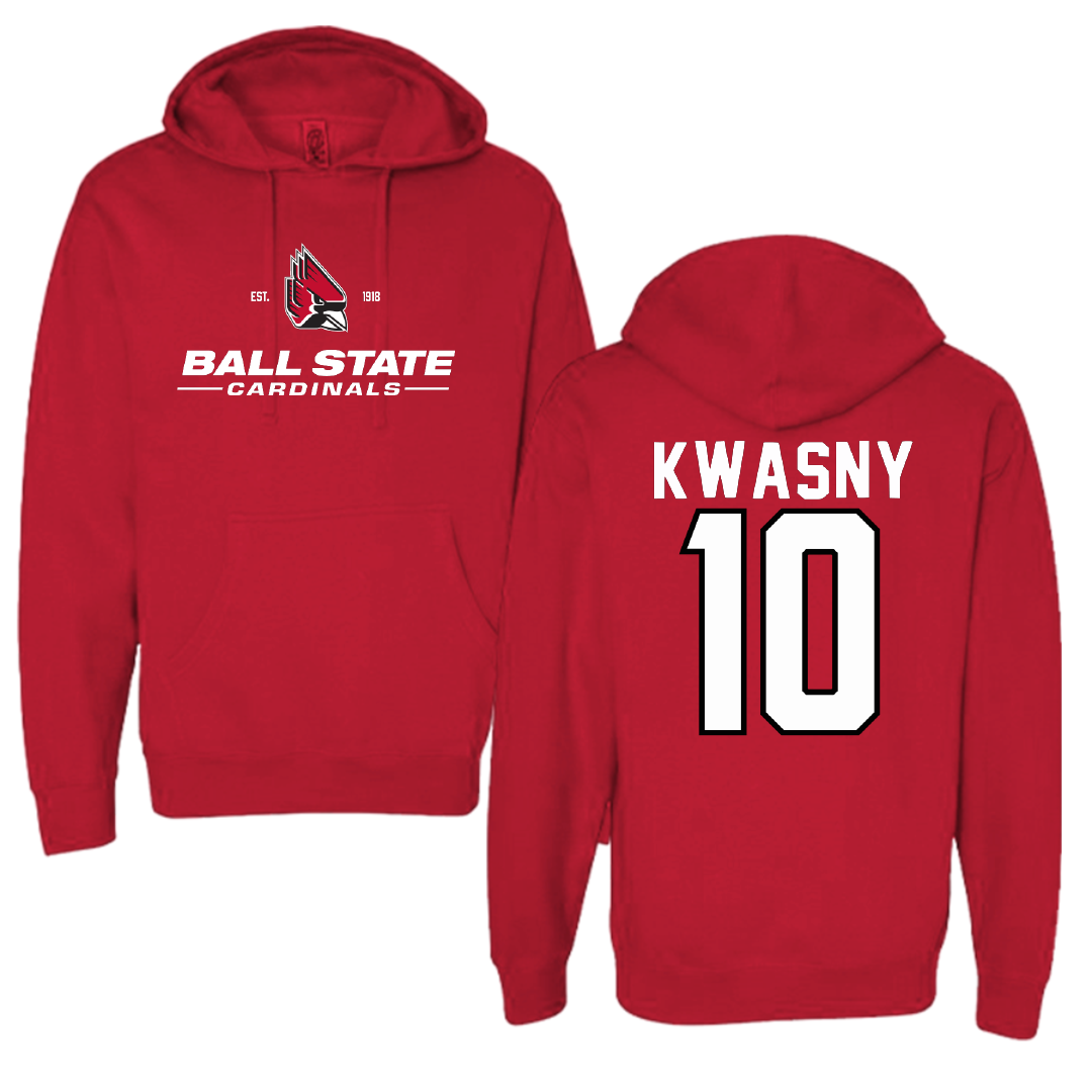 Ball State University Baseball Red General Hoodie - #10 Zach Kwasny