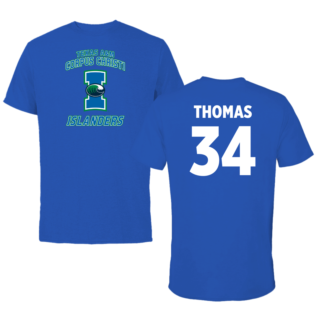 Texas A&M University-Corpus Christi Baseball Blue Islanders Performance Tee - #34 Hayden Thomas