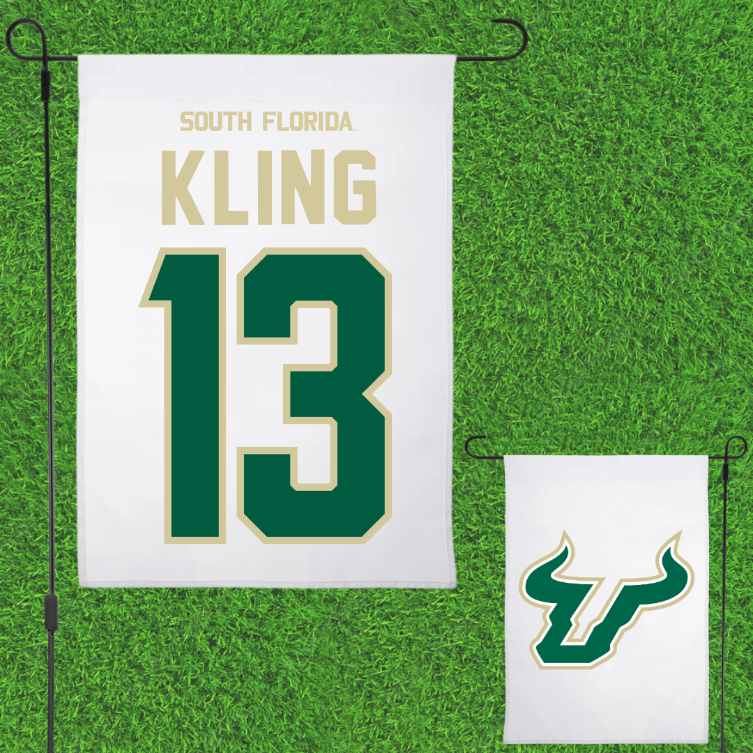 University of South Florida Baseball White Garden Flag - #13 Corey Kling