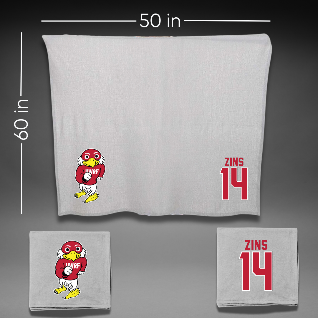 University of Wisconsin-River Falls Soccer Gray Blanket - #14 Macy Zins