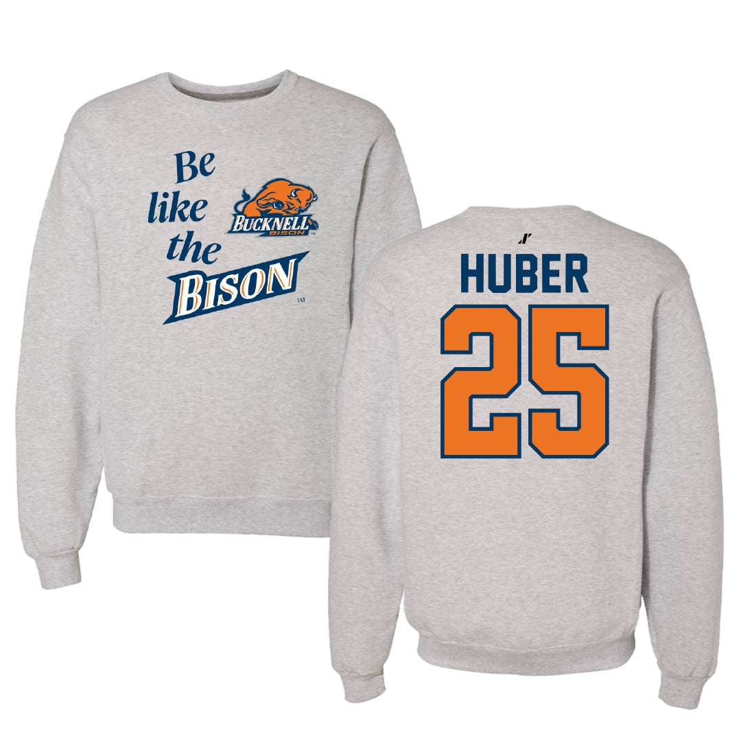 Bucknell University Lacrosse Light Gray Be Like Us Crewneck - #25 Hans Huber