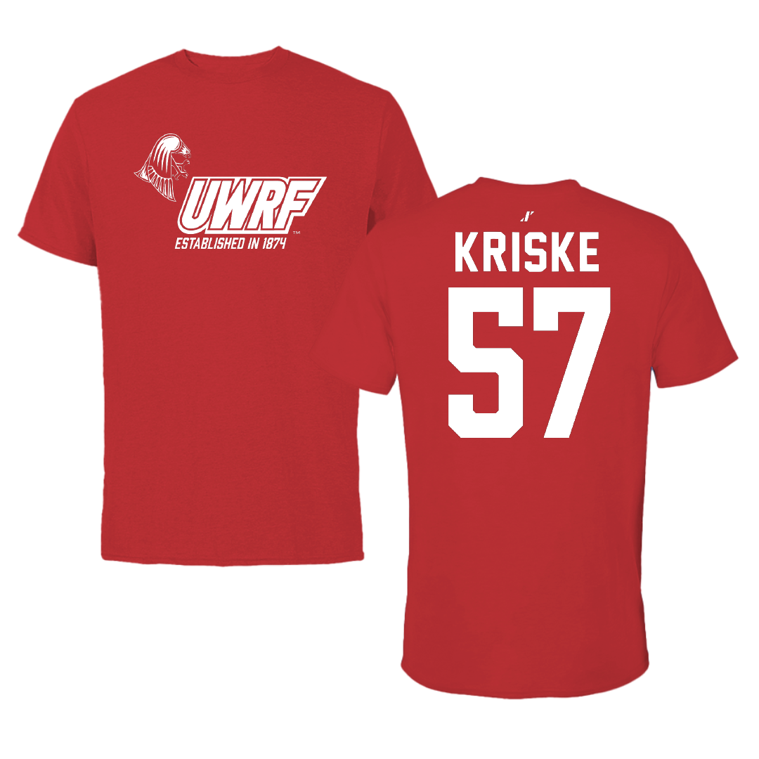 University of Wisconsin-River Falls Football Red General Tee - #57 Dawson Kriske
