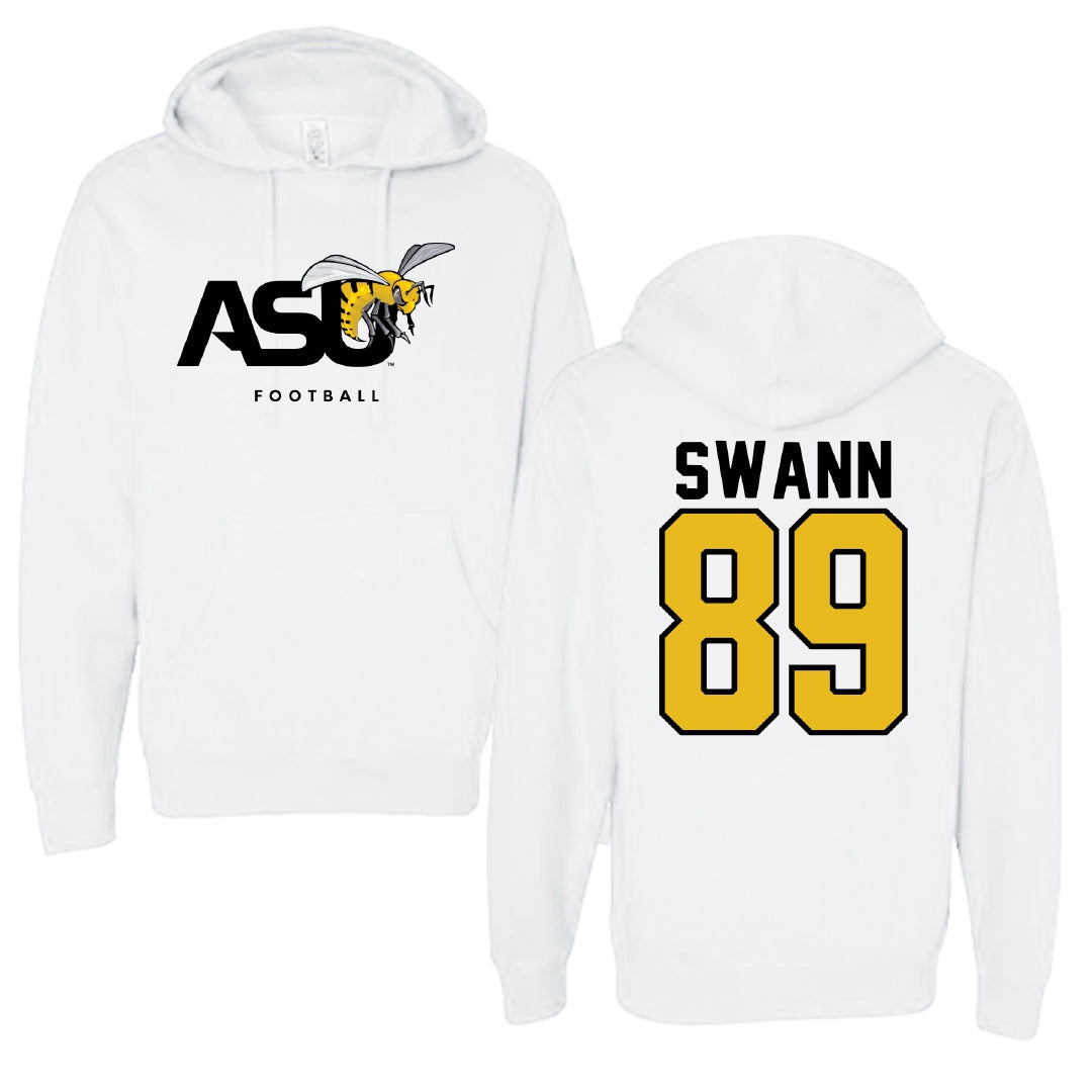 Alabama State University Football White ASU Hoodie - #89 Tyler Swann
