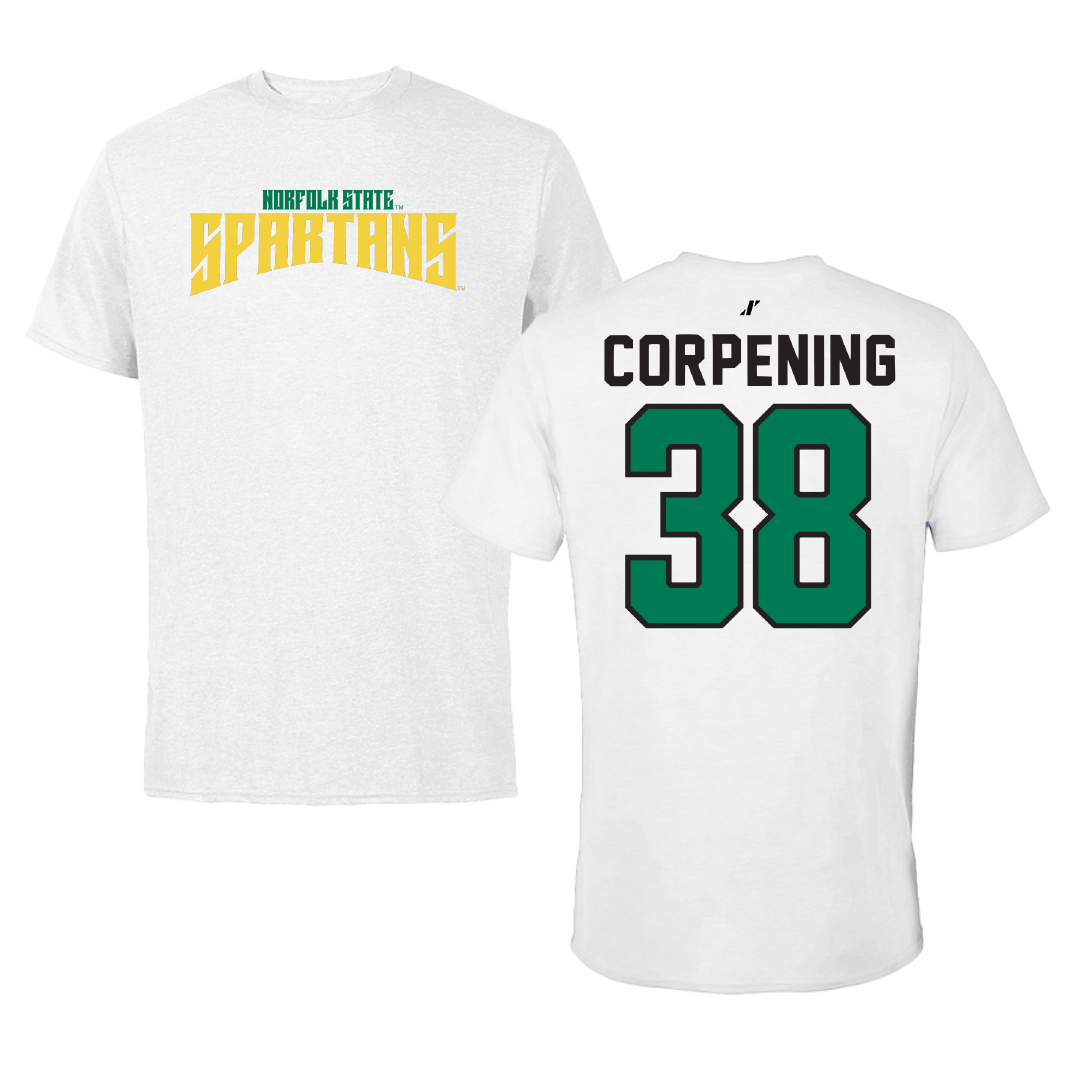 Norfolk State University Football White Classic Performance Tee - #38 Davion Corpening