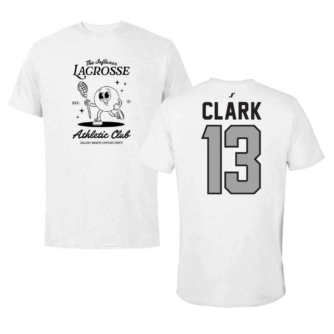 Lacrosse White Influxer Athletic Club Tee - #13 Maggie Clark