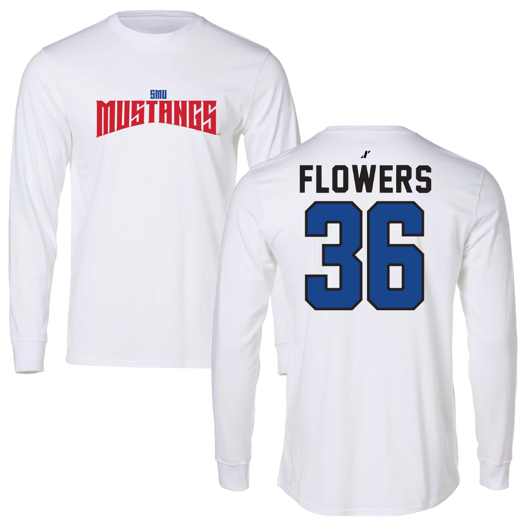 Southern Methodist University Football White Classic Performance Long Sleeve - #36 Braeden Flowers