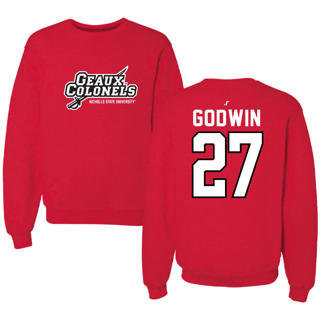 Nicholls State University Soccer Red General Crewneck - #27 Emma Godwin