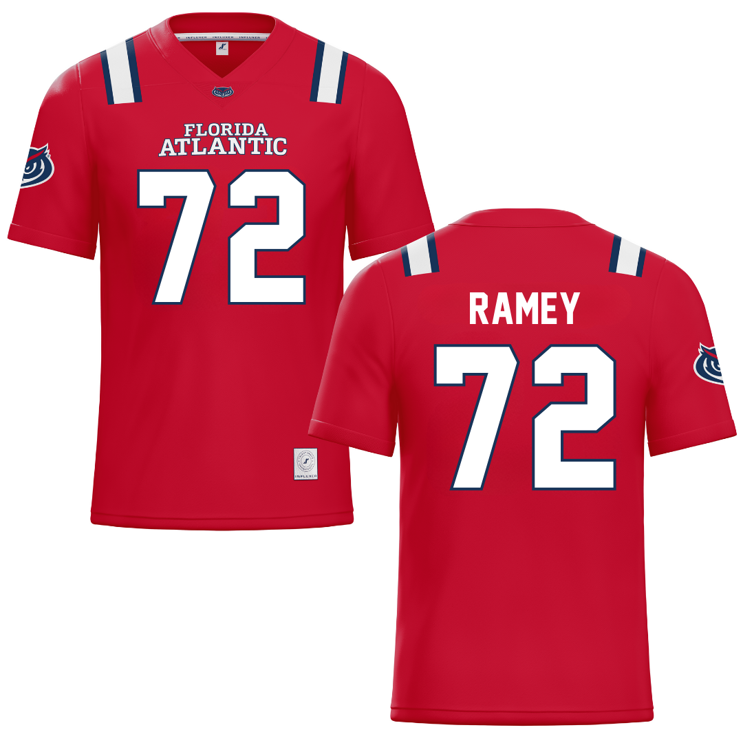 Florida Atlantic University Red Football Jersey - #72 Brayden Ramey