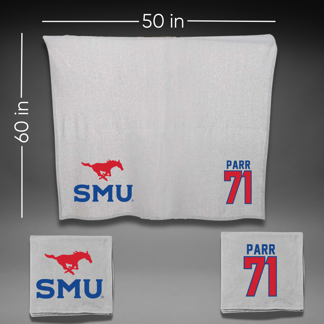 Southern Methodist University Football Gray Blanket - #71 Logan Parr