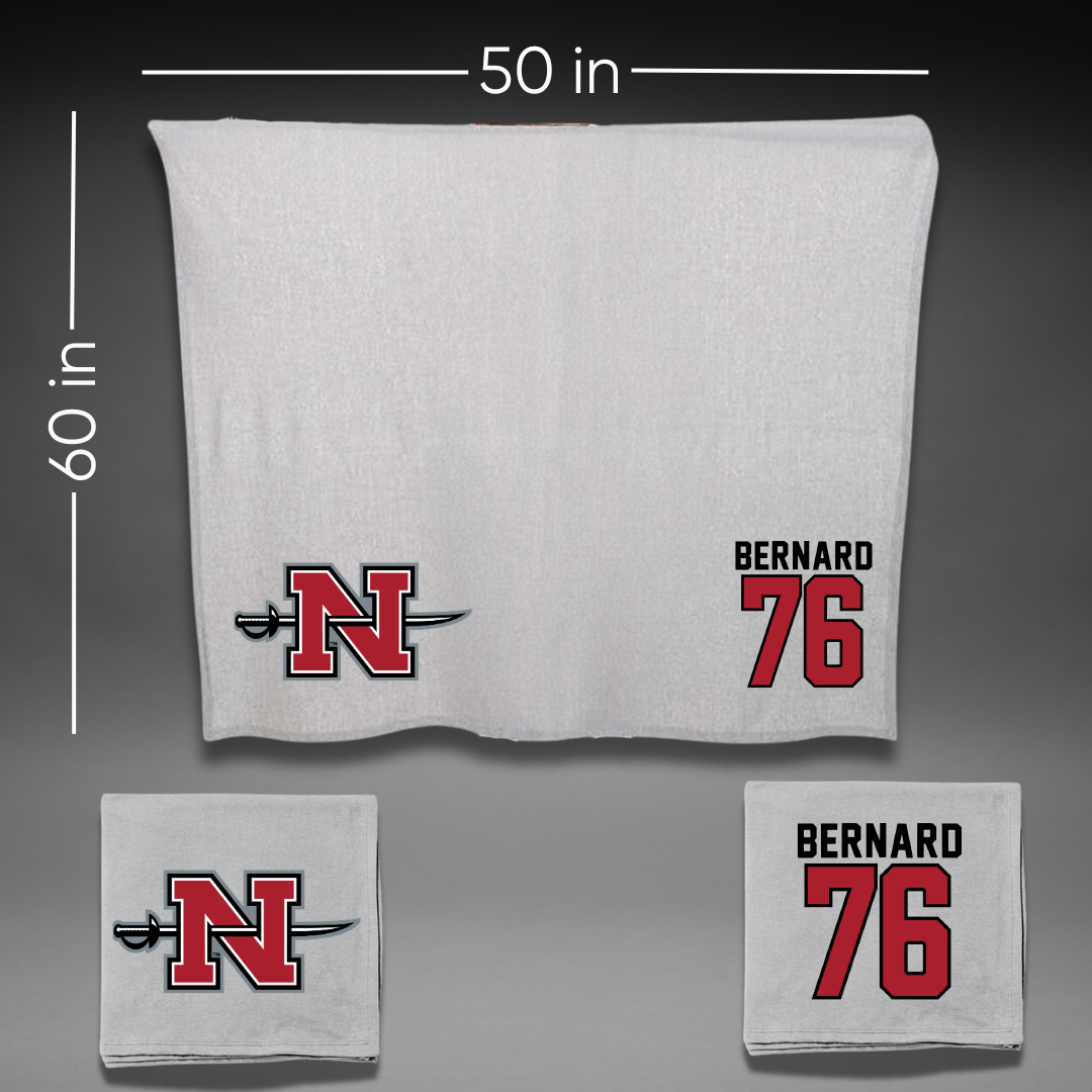 Nicholls State University Football Gray Blanket - #76 Ryan Bernard