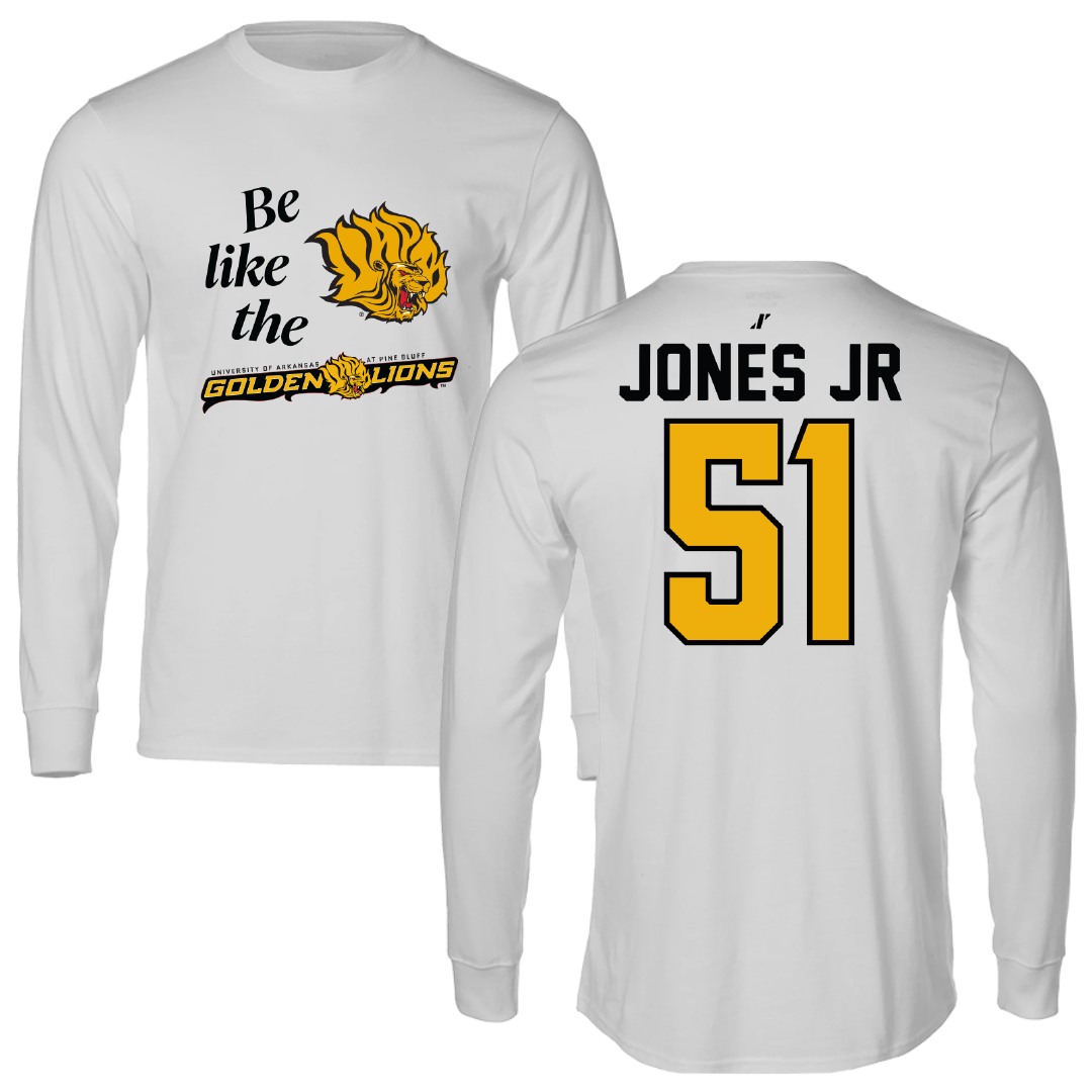University of Arkansas-Pine Bluff Football Light Gray Be Like Us Long Sleeve - #51 Rolando Jones Jr