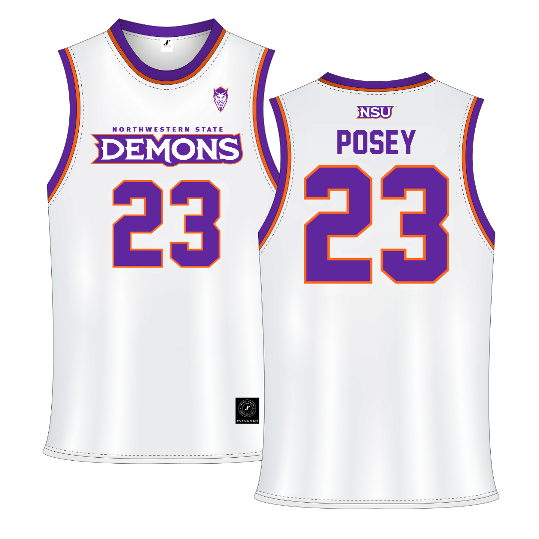 Northwestern State University White Basketball Jersey - #23 Duane Posey