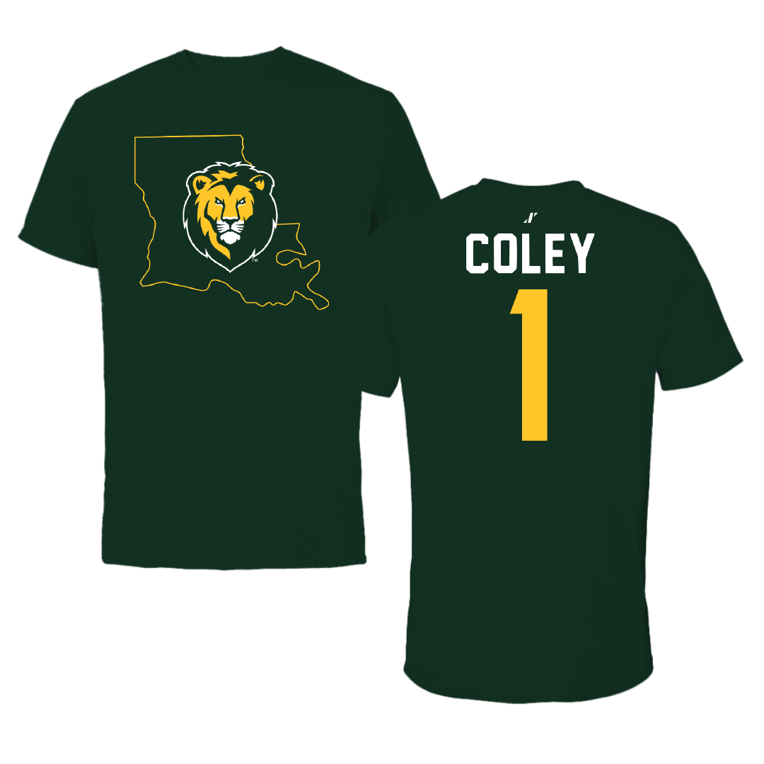 Southeastern Louisiana University Baseball Forest Green State Tee - #1 Parker Coley