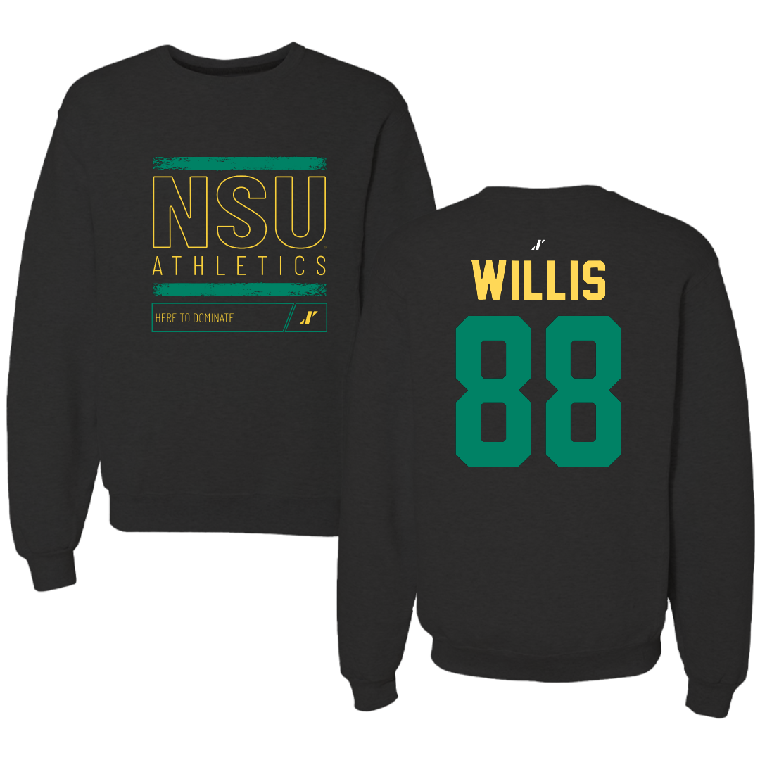 Norfolk State University Football Black Dominate Crewneck - #88 Toby Willis