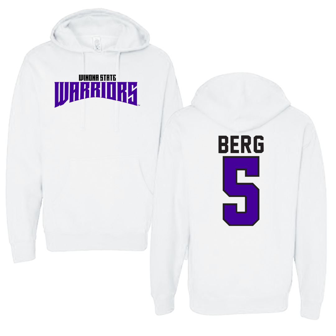 Winona State University Volleyball White Classic Hoodie - #5 Jayda Berg