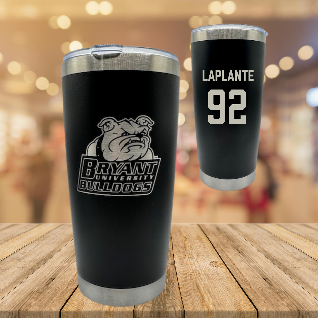 Bryant University Football Black Stainless Steel Tumbler - #92 Nathan LaPlante