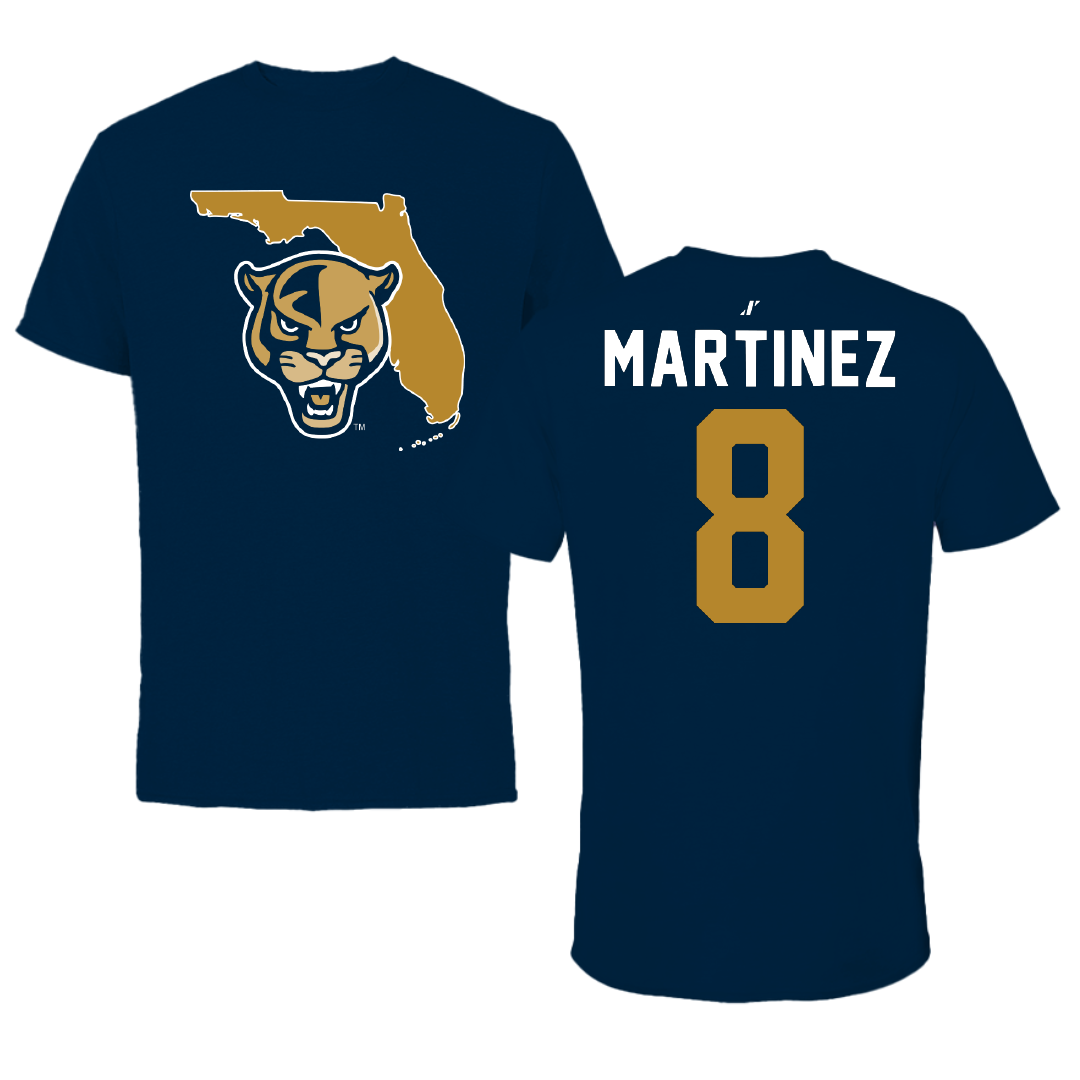 Florida International University Baseball Navy State Tee - #8 Andre Martinez