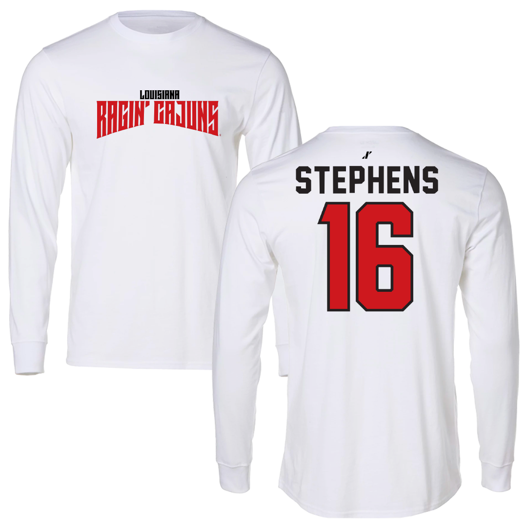 University of Louisiana at Lafayette Soccer White Classic Performance Long Sleeve - #16 Sisley Stephens