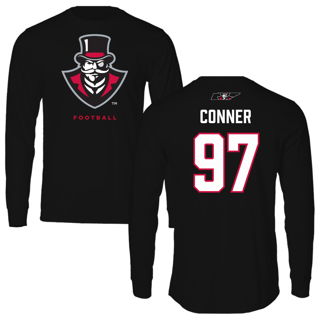 Austin Peay State University Football Black Mascot Performance Long Sleeve - #97 Carson Conner