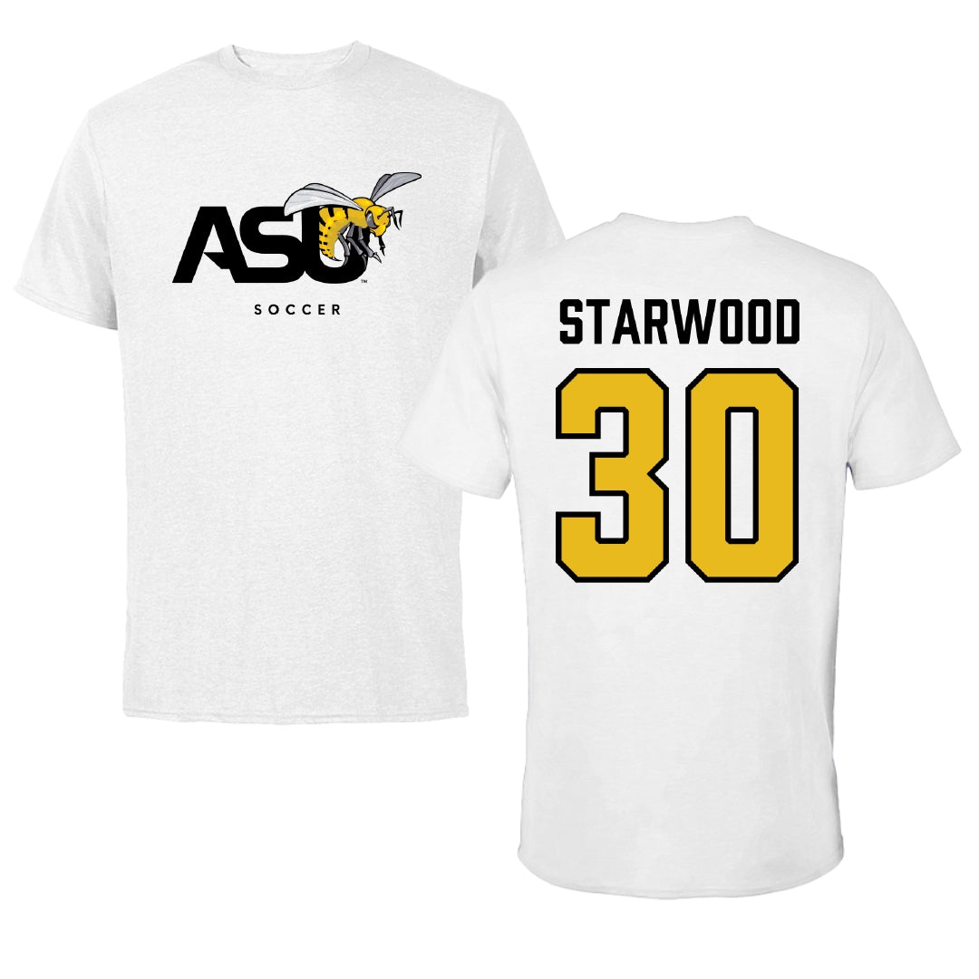 Alabama State University Soccer White ASU Performance Tee - #30 Lauryn Starwood
