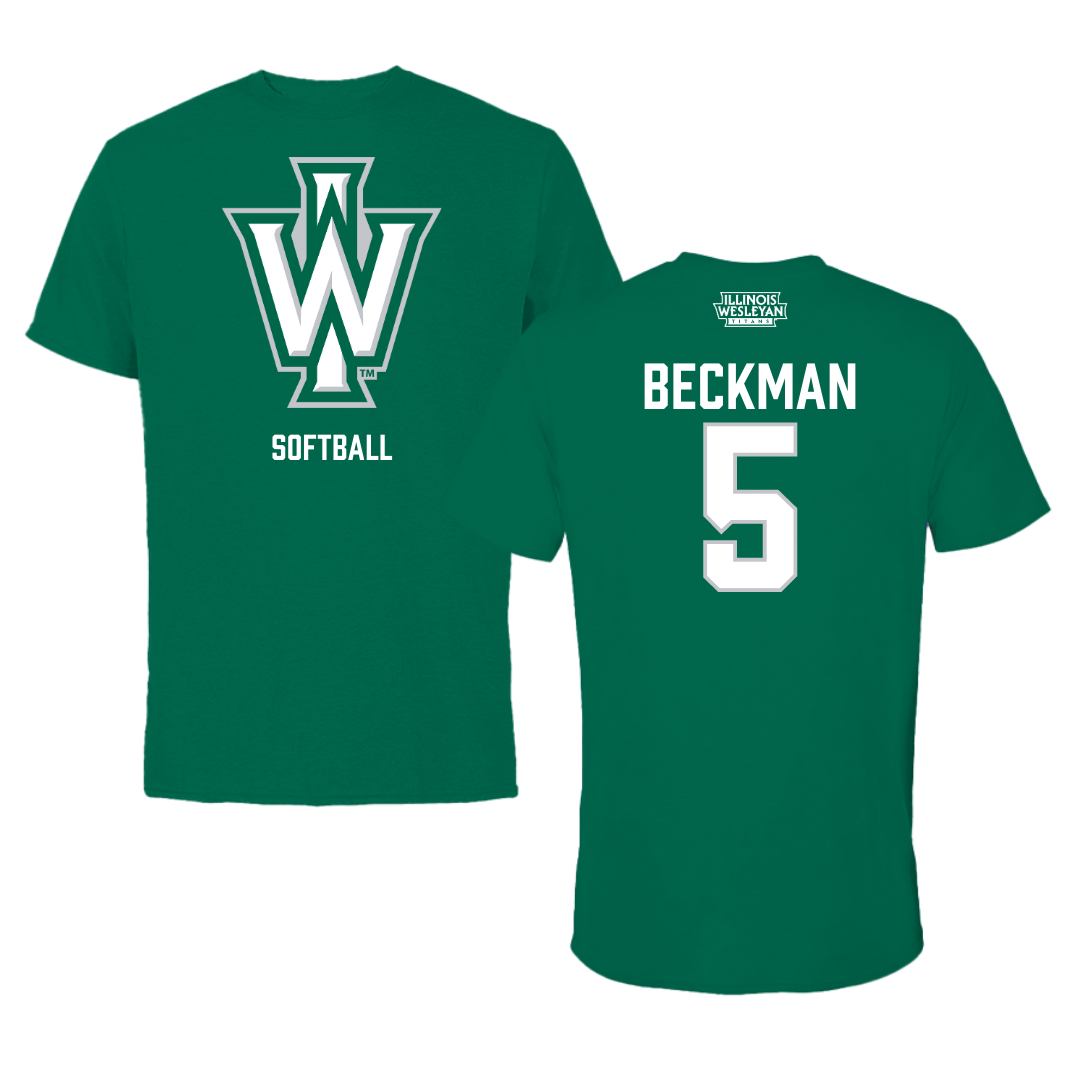 Illinois Wesleyan University Softball Green Performance Tee - #5 Anna Beckman