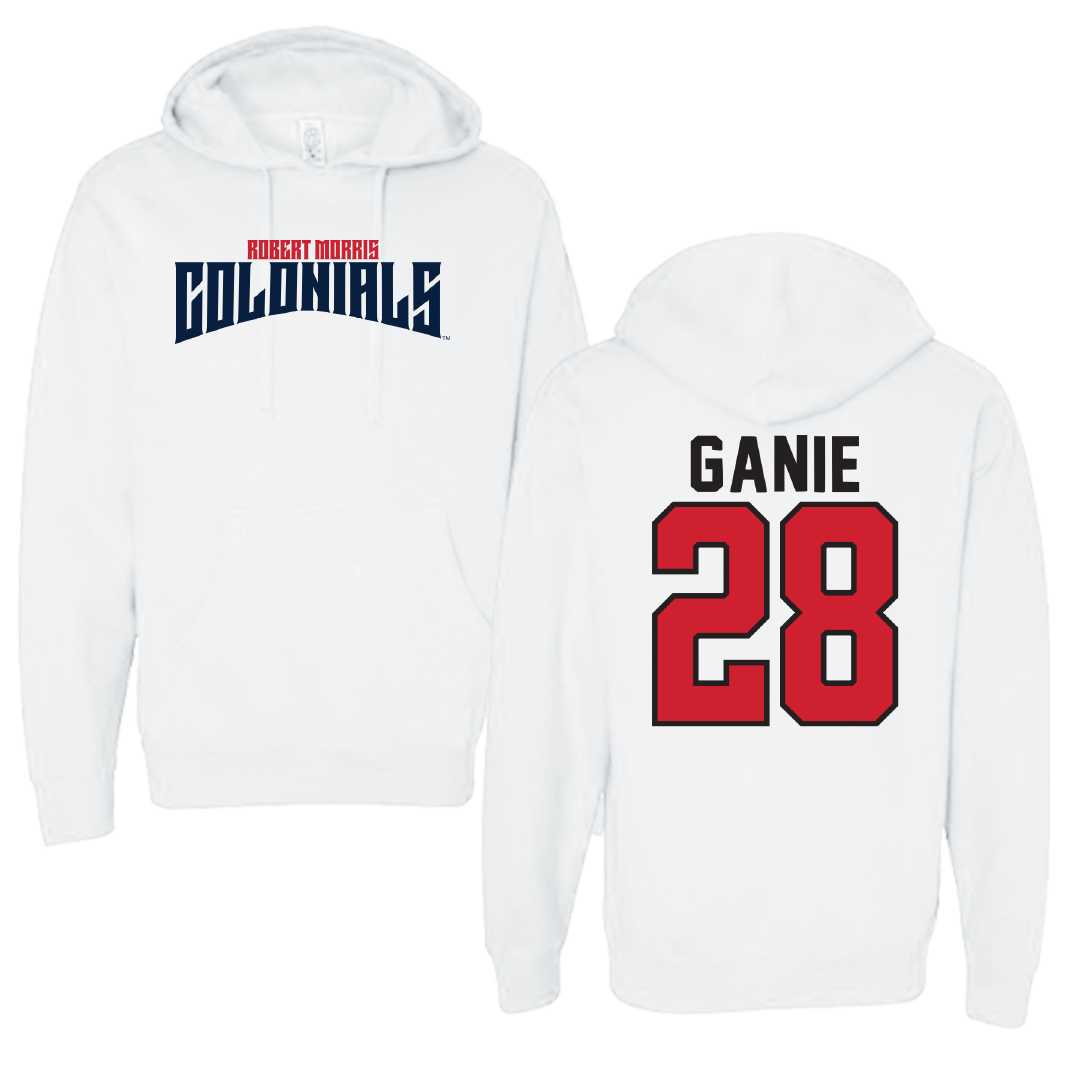 Robert Morris University Ice Hockey White Classic Hoodie - #28 Logan Ganie