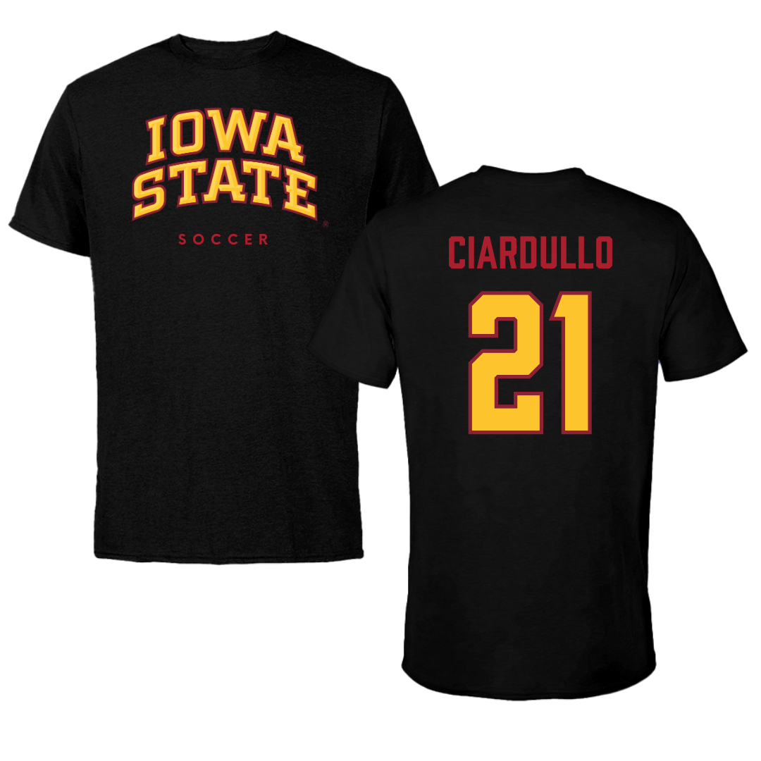 Iowa State University Soccer Black Tee - #21 Ella Ciardullo