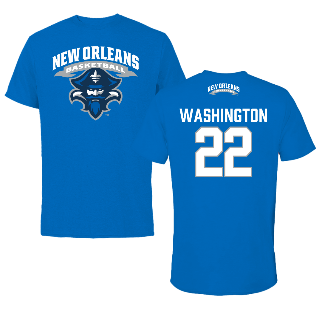 University of New Orleans Basketball Blue Performance Tee - #22 Darrius Washington