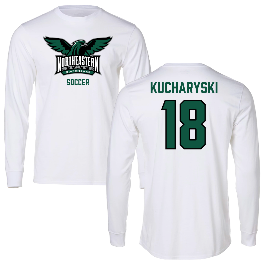 Northeastern State University Soccer White Long Sleeve - #18 Olivia Kucharyski