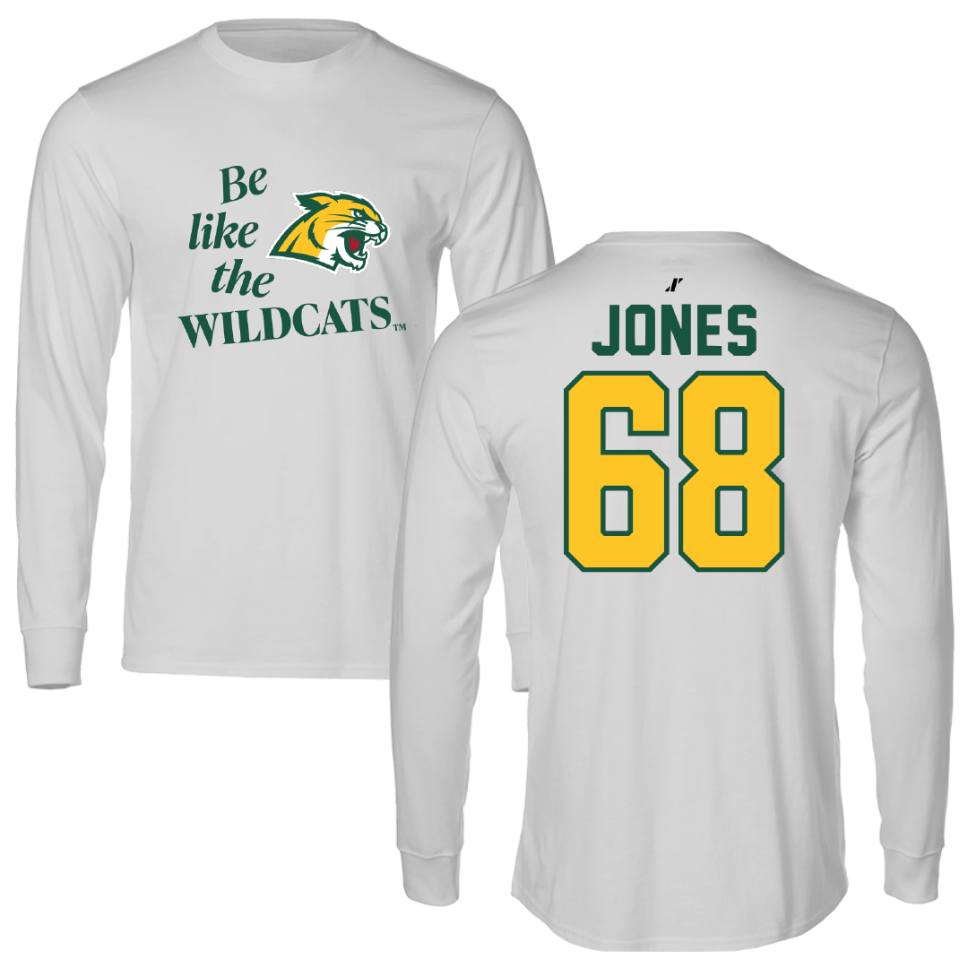 Northern Michigan University Football Light Gray Be Like Us Performance Long Sleeve - #68 Tommy Jones