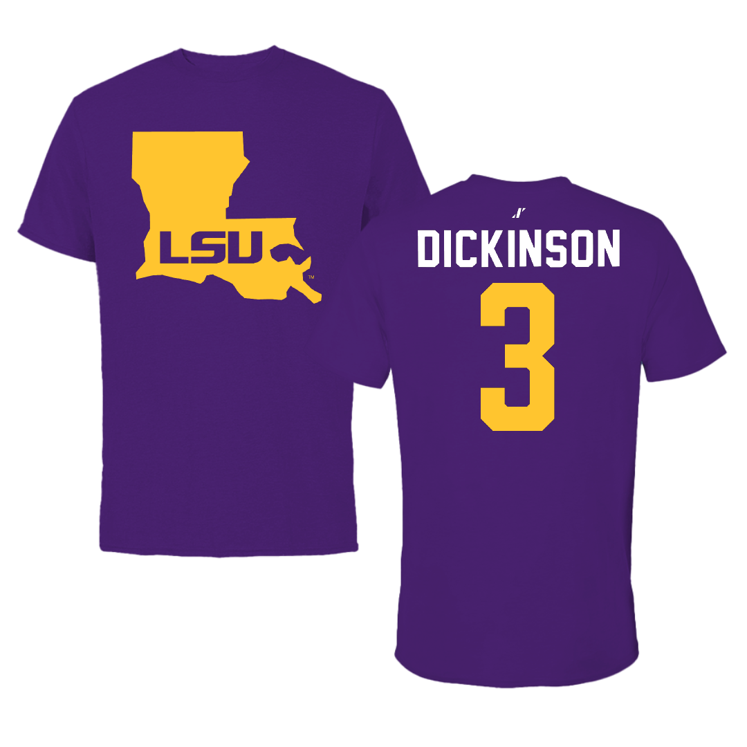 Louisiana State University Baseball Purple State Tee - #3 Daniel Dickinson