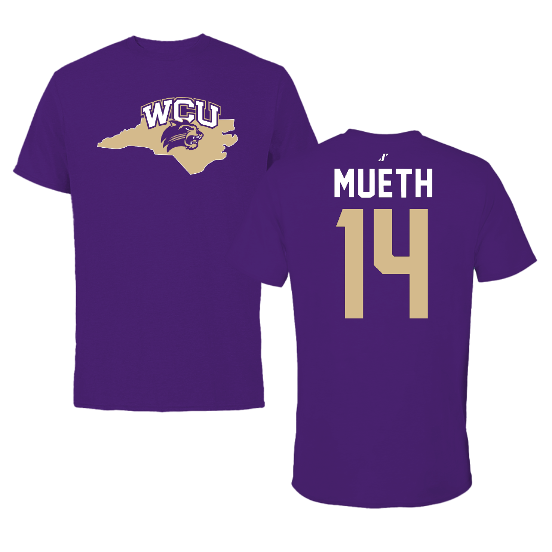 Western Carolina University Soccer Purple State Tee - #14 Mary Mueth