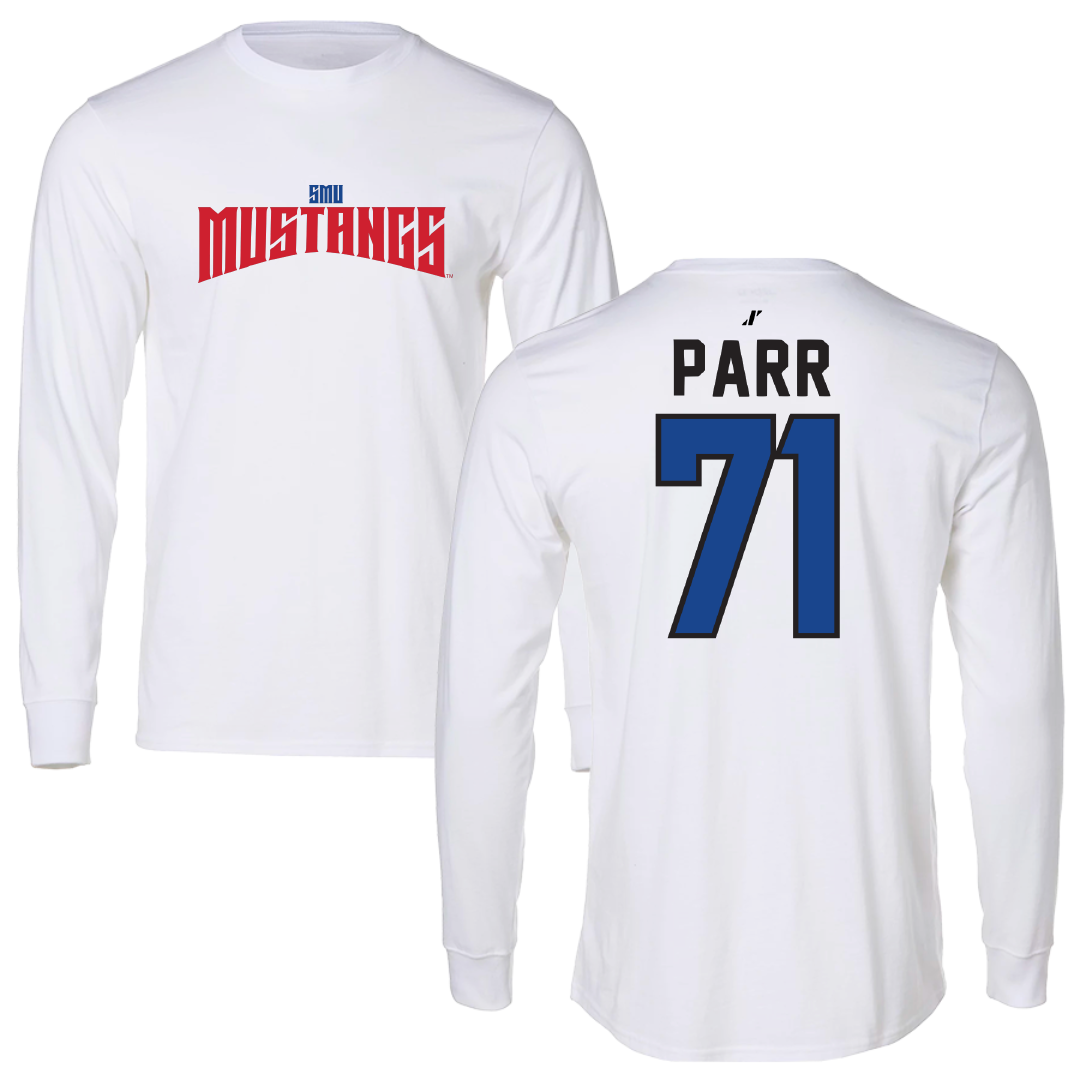 Southern Methodist University Football White Classic Long Sleeve - #71 Logan Parr