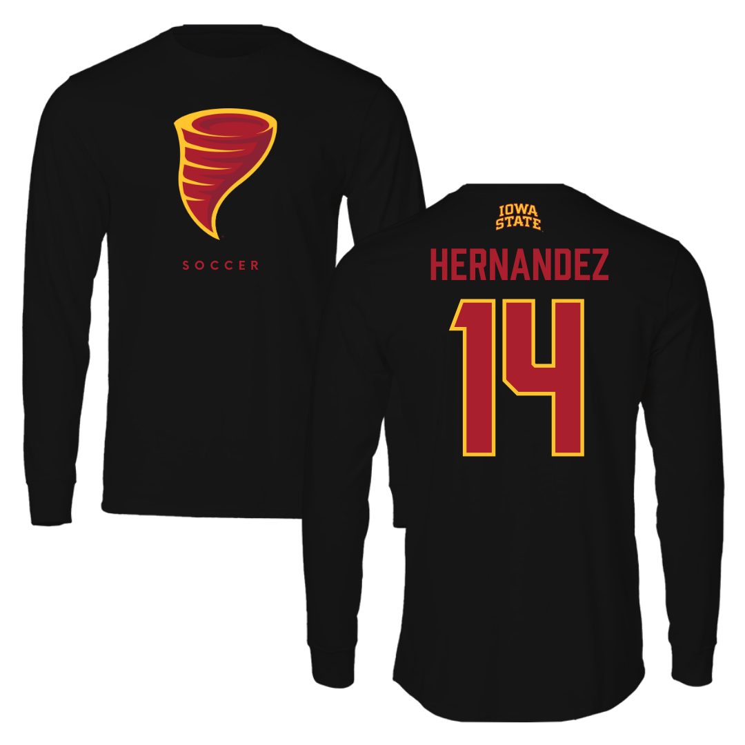 Iowa State University Soccer Black Performance Long Sleeve - #14 Lauren Hernandez