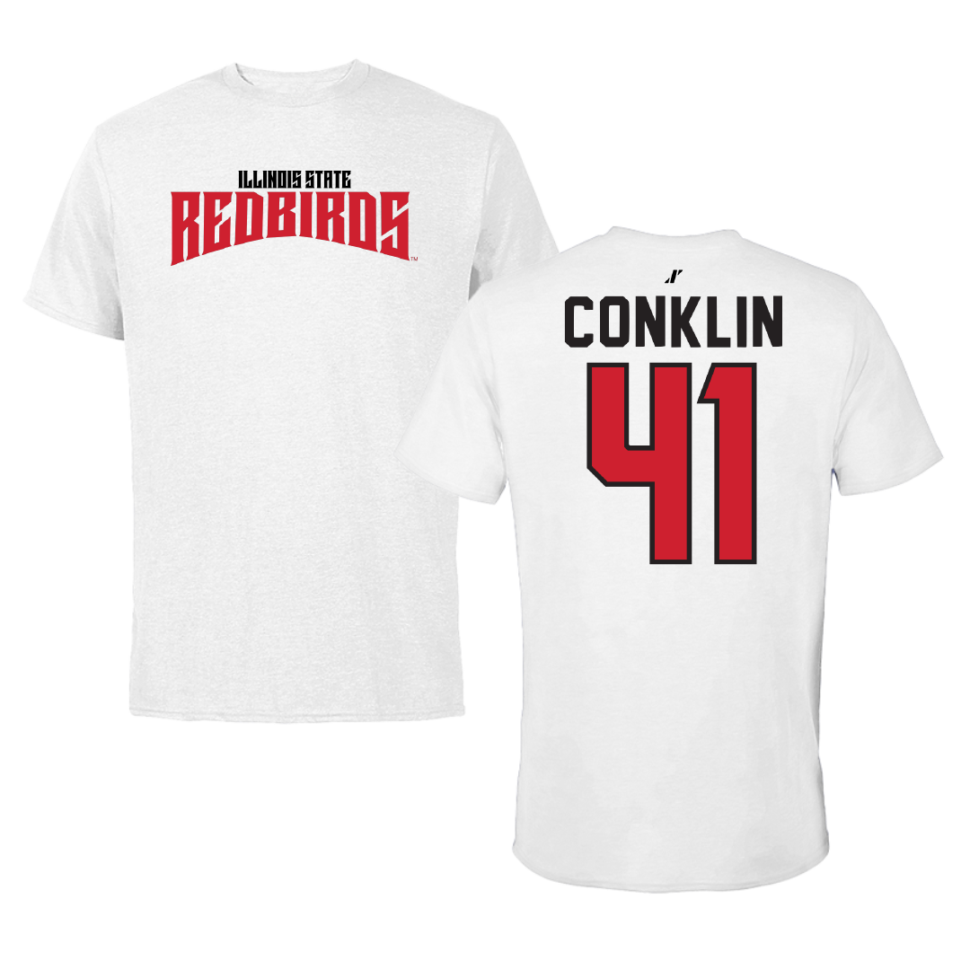 Illinois State University Baseball White Classic Performance Tee - #41 MacCallan Conklin