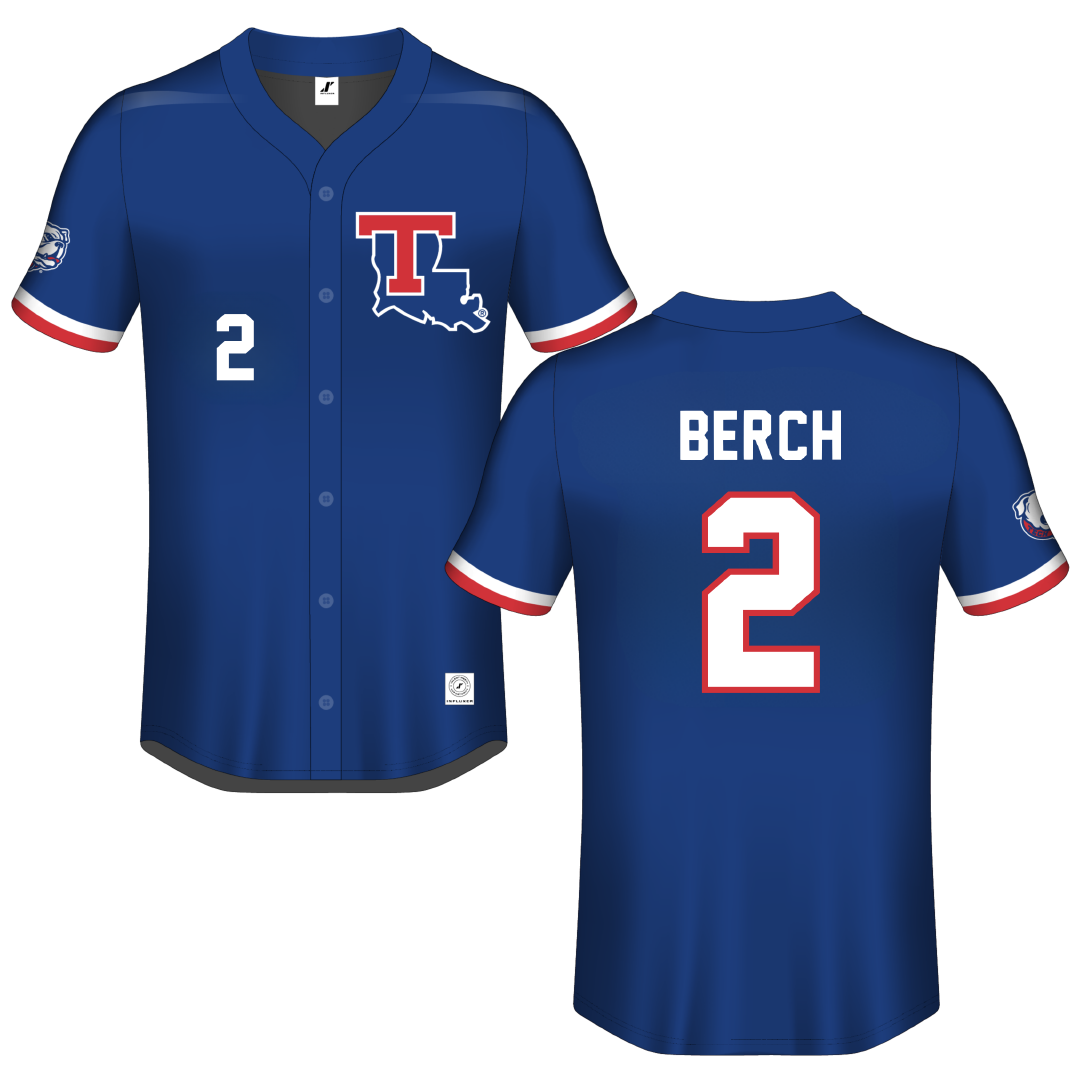 Louisiana Tech University Blue Button-Down Jersey - #2 Thaxton Berch
