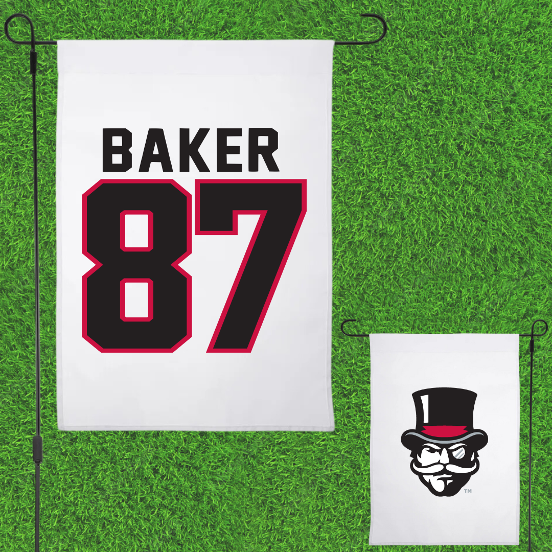 Austin Peay State University Football White Garden Flag - #87 Jack Baker