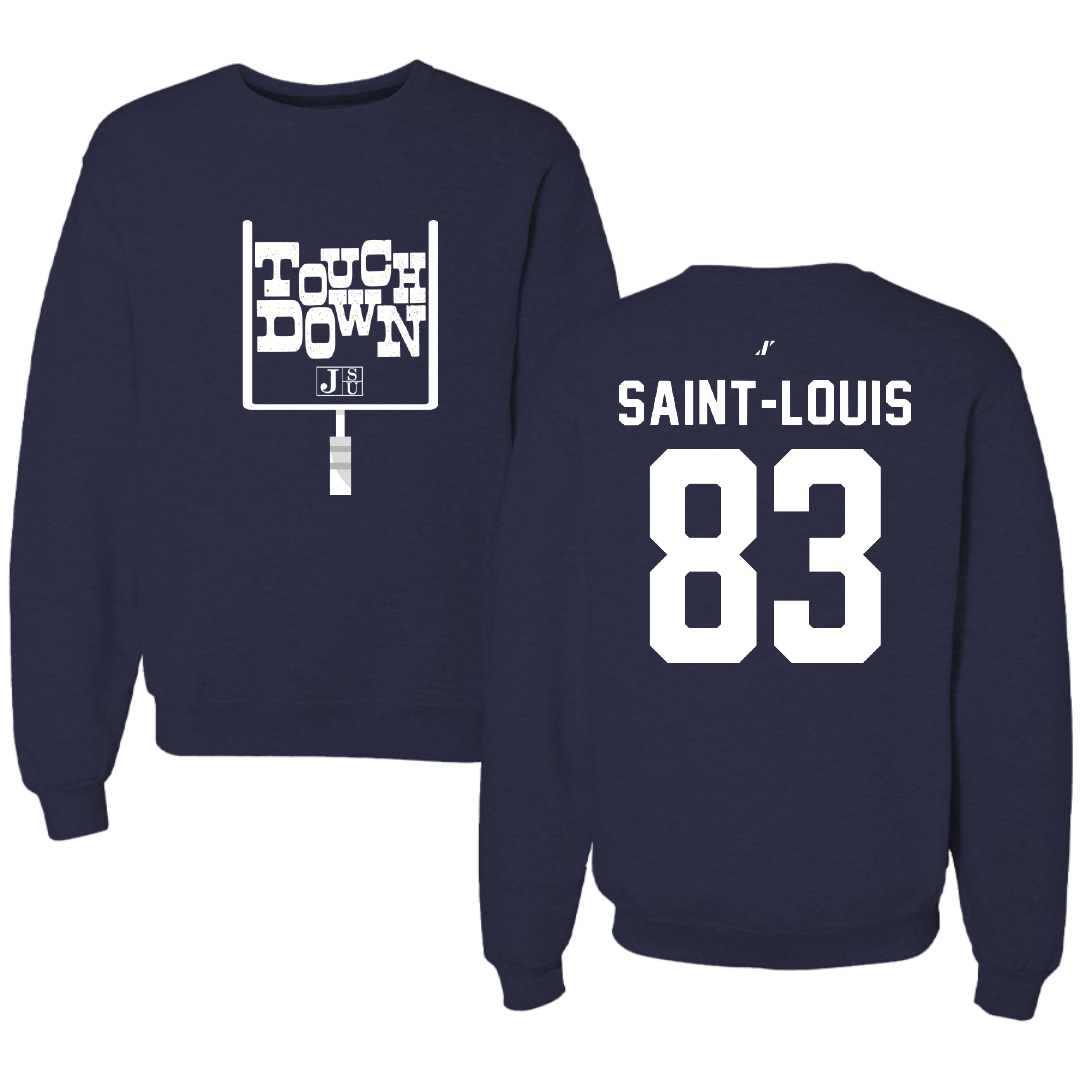 Jackson State University Football Navy Touchdown Crewneck - #83 Sebastien Saint-Louis