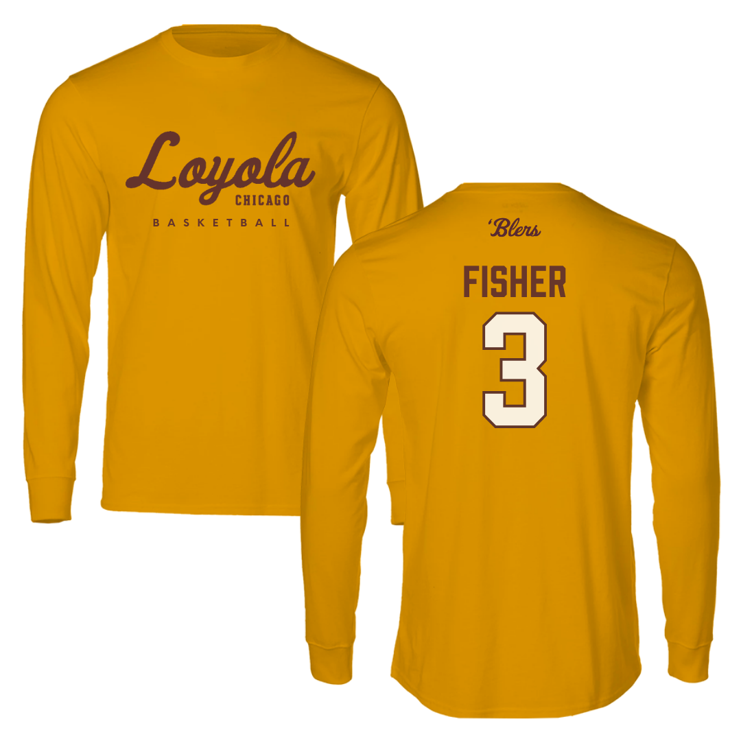 Loyola University-Chicago Basketball Gold Long Sleeve - #3 Alyssa Fisher