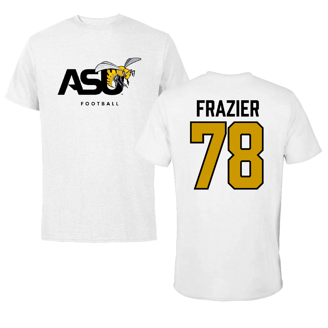 Alabama State University Football White ASU Performance Tee - #78 Jeremiah Frazier