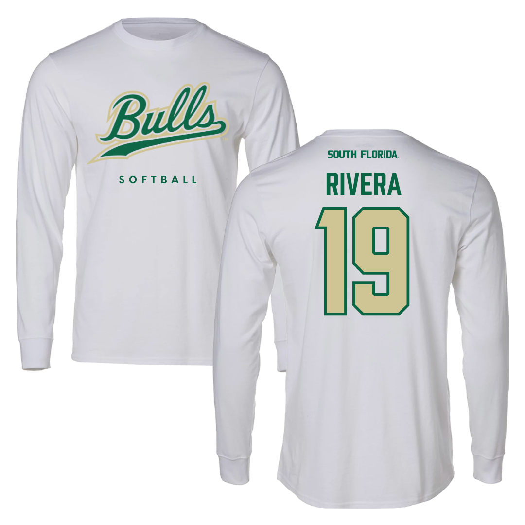 University of South Florida Softball White Performance Long Sleeve - #19 Alanah Rivera
