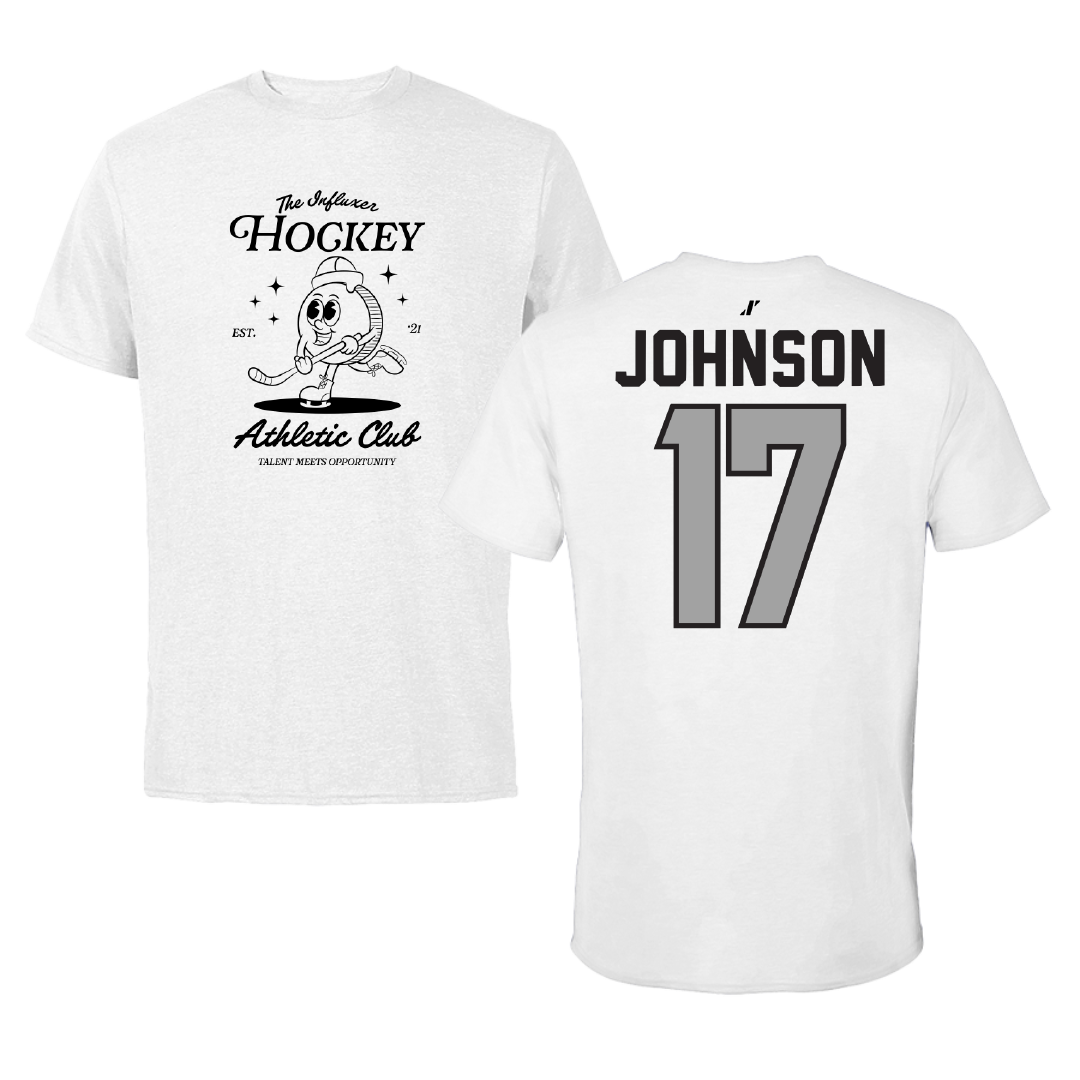 Ice Hockey White Influxer Athletic Club Tee - #17 Patrick Johnson