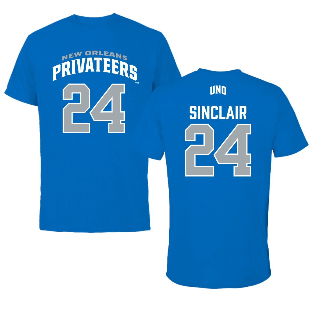 University of New Orleans Basketball Blue Jersey Tee - #24 Cole Sinclair