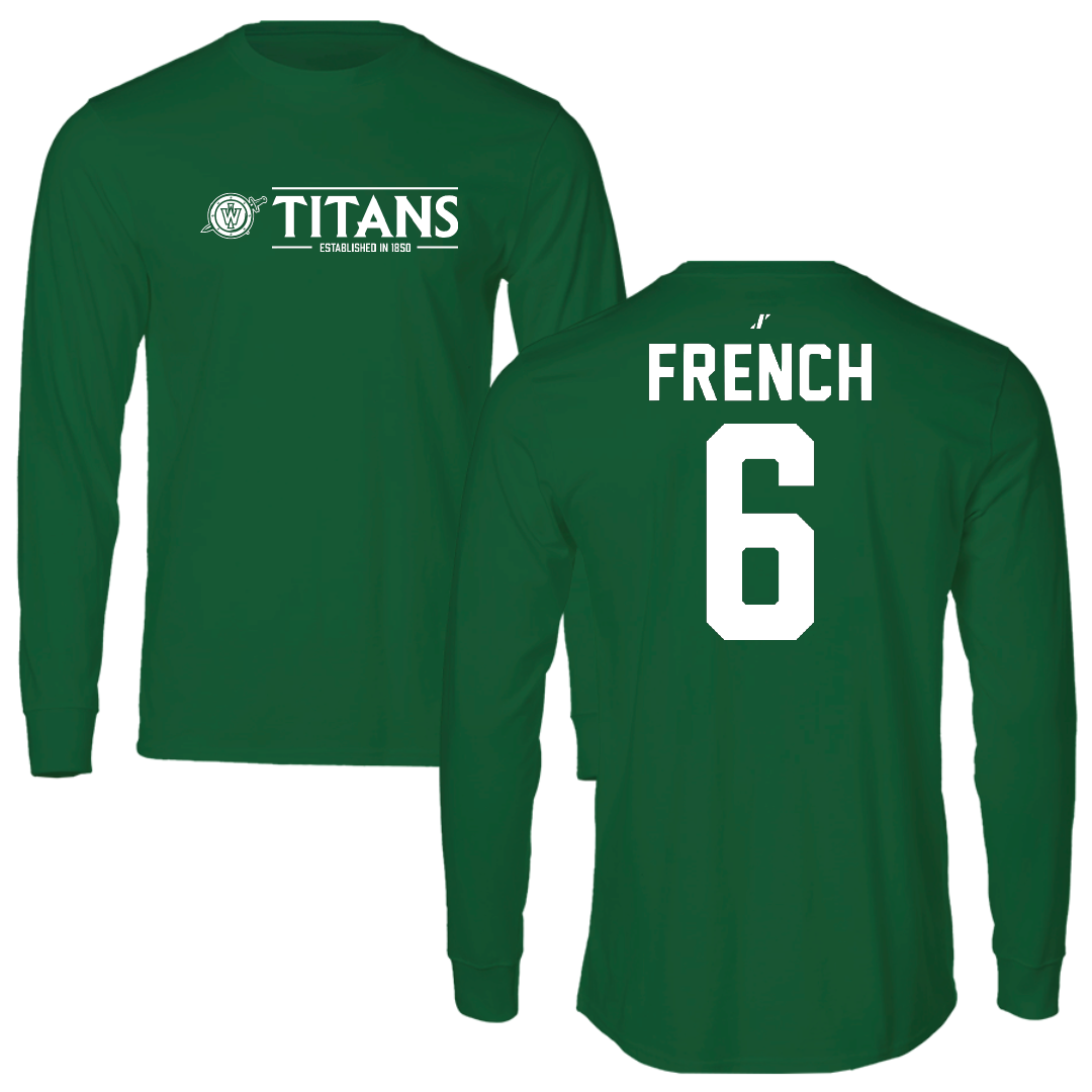Illinois Wesleyan University Volleyball Green General Performance Long Sleeve - #6 Taylor French