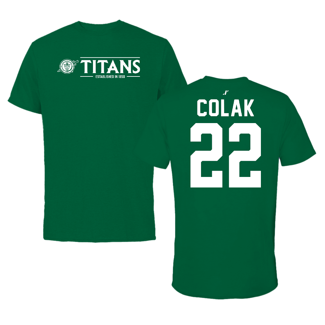 Illinois Wesleyan University Basketball Green General Tee - #22 Karlo Colak
